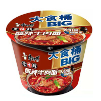 康师傅大食桶酸辣牛肉桶面163g*12桶