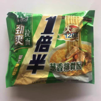 康师傅1倍半劲爽拉面葱香排骨面140g/袋