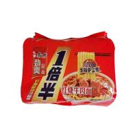 康师傅劲爽拉面一倍半红烧牛肉面142g*4袋/包