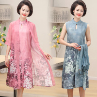 妈妈装时尚年轻显瘦连衣裙套装