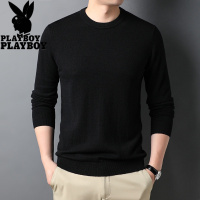 花花公子品牌多色选圆领100纯羊毛衫男薄款男士毛衣时尚休闲男装修身打底衫新款