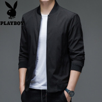 花花公子2021新款男装细条纹夹克中青年男士外套棒球领时尚休闲茄克衫上衣服