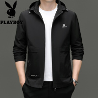 花花公子品牌男装服饰可拆帽男士夹克茄克外套男宽松户外穿上衣服2023春秋