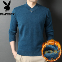 花花公子男装服饰个性领加绒毛衣男士针织衫厚大码外穿上衣冬新款
