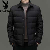 花花公子品牌男装加大210码羽绒服男士外套翻领休闲上衣2023新款