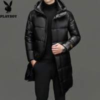 花花公子品牌服饰90鹅绒长款羽绒服男士外套连帽户外防寒上衣冬