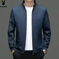花花公子品质春秋冬立领男士夹克外穿时尚都市中青年大码男装外套上衣