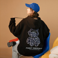 ROSUYA中性风2021秋冬新款ins潮牌暴力熊反光印花连帽卫衣