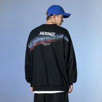 ROSUYA港风主推款2021秋季喷染工艺彩虹印花情侣卫衣