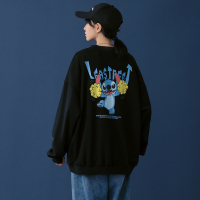 ROSUYA中性风秋季新款情侣款圆领套头卡通图案宽松卫衣