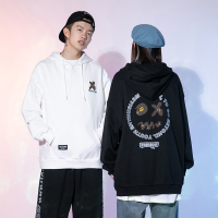 ROSUYA中性2021秋冬款立体植绒宽松笑脸印花潮流连帽卫衣