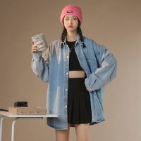 ROSUYA中性2021秋冬新款宽松ins潮流长袖水洗牛仔衬衫外套