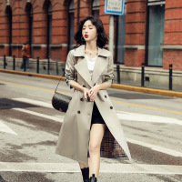 2021秋季新款女装渐变风衣女外套韩版时尚显瘦系带中长款气质大衣