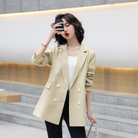 ROSUYA小西装女装2021秋季新款时尚气质纯色西服外套双排扣韩版休闲西装