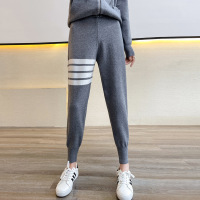ROSUYA休闲裤女卫裤纯色针织小个子束脚运动裤小脚裤修身秋冬新款九分裤