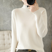 ROSUYA毛衣针织衫秋季女装2021新款毛衫卷边半高领宽松韩版套头打底衫女