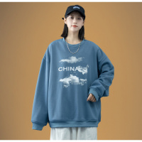 ROSUYA2021秋季ins情侣款宽松圆领上衣百搭云图卫衣女