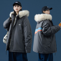 ROSUYA彩虹大毛领棉衣女连帽情侣装棉服宽松冬装棉袄ins外套