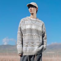 ROSUYA2021秋冬新款复古民族风潮流宽松圆领毛衣