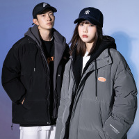 ROSUYA情侣款2021冬季新款加厚假两件面包服连帽棉服外套