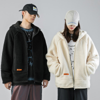 ROSUYA2021冬季新款情侣潮流摇粒绒百搭连帽棉服外套