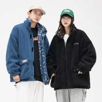 ROSUYA情侣款2021冬季新款潮牌羊羔绒两面穿棉衣外套