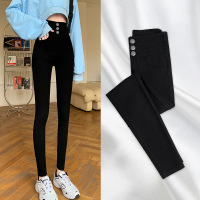 ROSUYA2021秋款打底裤新款女裤子外穿薄款高腰紧身弹力小脚显瘦小黑裤