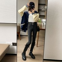 ROSUYA高腰牛仔裤女春秋季2021年新款弹力铅笔紧身小脚修身百搭显瘦裤子