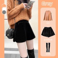 ROSUYA金丝绒阔腿短裤女秋冬款2020新款高腰a字裤冬季外穿打底显瘦靴裤