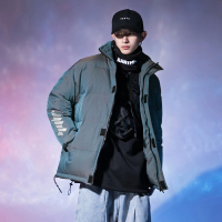 ROSUYA2021反光印花休闲棉衣情侣款炫彩渐变棉服