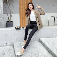 [直播专享]ROSUYA高腰黑色紧身小脚弹力魔术裤