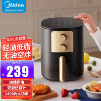 美的(Midea)空气炸锅家用烤箱新款多功能一体3.8L大容量智能全自动薯条机MF-KZ40Q4-403 黑色