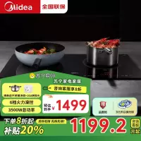 美的(Midea)电磁炉双灶 电磁灶家用3500W大功率双头灶电陶炉 一电一陶嵌入式 定时功能滑触双控DZ35D05E