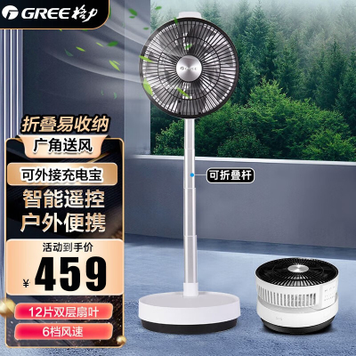 格力(GREE)空气循环扇家用智能遥控户外野餐便携电风扇可折叠落地扇直流变频风扇台式立式桌面轻音 FSZ-2301Bg7