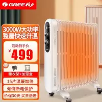 格力(GREE)电油汀取暖器NDY19-S6030 家用15片油酊电暖器 干衣加湿暖气片 浴室办公电暖气倾倒断电过热保护