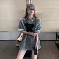 婕秘白色t恤女ins潮短袖宽松韩版2021早春新款设计感小众上衣中长款夏