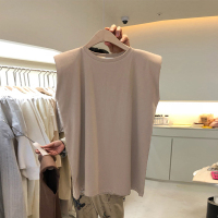 婕秘无袖上衣女宽松港风百搭坎肩夏季外穿白色背心外搭吊带ins潮袖