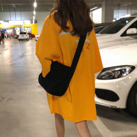婕秘时尚mschf上衣女潮韩版中长款半袖衣服宽松港风女装百搭短袖t恤女