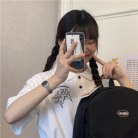 婕秘夏季2020年新款小天使刺绣日系polo衫女t恤短袖韩版ins潮宽松学生