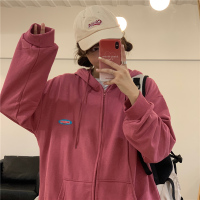 婕秘日系古着港味拉链外套连帽卫衣女宽松韩版春秋2021新款温柔慵懒风