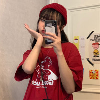 婕秘2020夏季新款可爱卡通披风小熊印花短袖T恤女宽松百搭纯棉原宿风