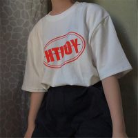 婕秘韩国ulzzang日系宽松字母下衣失踪短袖套头INS同款半袖hiphop上衣