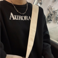 婕秘班啦啦ulzzang原宿韩版宽松字母刺绣简约加绒加厚卫衣女套头外套