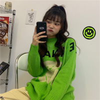 婕秘oversize外穿卡通泰迪小熊慵懒风毛衣情侣bf宽松圆领套头针织衫女