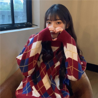 婕秘圣诞节新年毛衣针织衫女2020新款宽松外穿百搭慵懒风加厚红色上衣