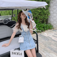 婕秘夏季新款赫本风小个子洋气上衣背带裙可甜可盐时尚减龄两件套装女