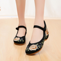 婕秘绣花鞋女汉服配鞋软底老北京布鞋古风古典广场舞蹈鞋民族风跳舞鞋