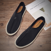 婕秘男鞋夏季透气中国风帆布潮鞋男士休闲一脚蹬懒人渔夫老北京布鞋子