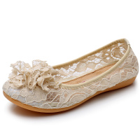 婕秘渔夫鞋老北京布鞋女平底软底孕妇鞋夏季透气蕾丝镂空豆豆女鞋网鞋
