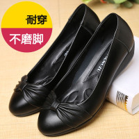 婕秘妈妈鞋女鞋软底女舒适春秋单鞋2021新款中软皮工作鞋皮鞋中老年鞋